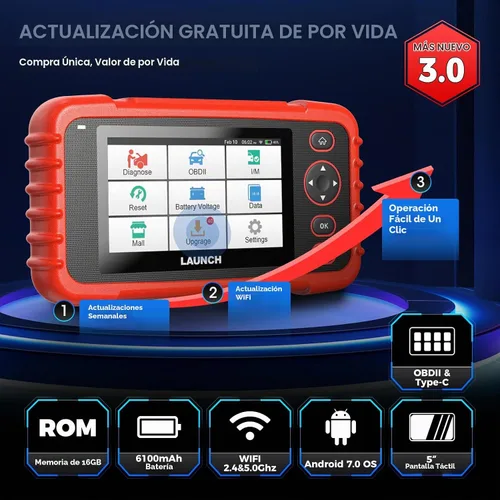 Vista 7 de LAUNCH CRP129X Elite - Escáner OBD2 para automóvil, FCA AutoAuth, 8 reinicios de aceite/EPB/SAS/TPMS/BMS/acelerador/reinicio de DPF/codificación