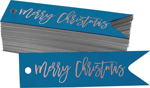 Vista 63 de Etiquetas colgantes con texto en inglés «Merry Christmas» para botellas de papel de aluminio, paquete de 50 unidades Aqua Blue