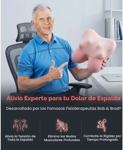 Vista 8 de BOB AND BRAD Masajeador de espalda con calor elegible para FSA, masajeador de cuello con cable EZBack para alivio del dolor de tejido profundo Rosa