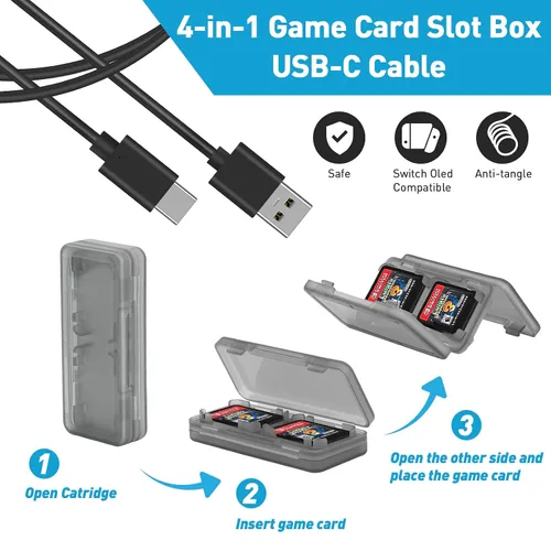 Vista 6 de Caikwen 28 in 1 Carrying Bundle for Nintendo Switch Bundle with Case, Switch Accessories Bundle Compatible With Nintendo Switch Oled, Accessory