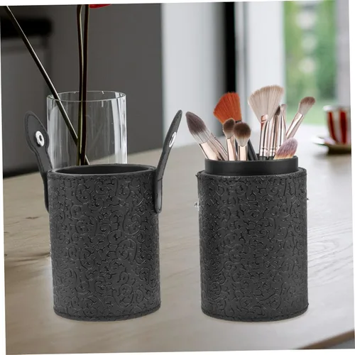 Vista 8 de Angoily 3 unids elegante diseño de textura bloqueable cepillo de maquillaje titular tapa portátil cepillo cosmético almacenamiento caso