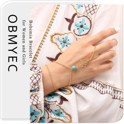 Vista 7 de Obmyec - Pulsera para mujer, diseño bohemio, color turquesa