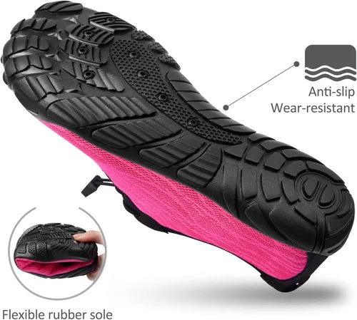 Vista 3 de SEEKWAY Zapatos de agua de secado rápido Descalzos Deportes Aqua Playa Piscina Natación Río Lago Senderismo Kayak Surf Hombres Mujeres AB006 Rosy