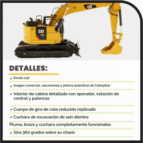 Vista 4 de Diecast Masters Excavadora hidráulica Caterpillar 335F L 1:50 Camiones para gatos y equipos de construcción de la serie High Line 85925