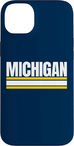 Vista 15 de Michigan - Carcasa para iPhone 17, diseño tradicional de líneas de rayas amarillas/blancas