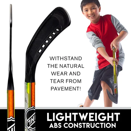 Vista 3 de Franklin Sports NHL Kids - Juego de palos de hockey callejero para niños, incluye (2) palos de hockey callejero juveniles + (1) pelota de hockey