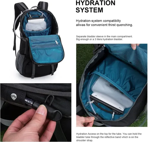 Vista 5 de Mochila de senderismo de 40 L de Mountaintop, mochila ligera de viaje para hombres y mujeres, mochila para acampar al aire libre y hacer senderismo