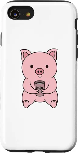 Vista 13 de Funda de trabajo de oficina para iPhone 15 Pig Coffee Monday
