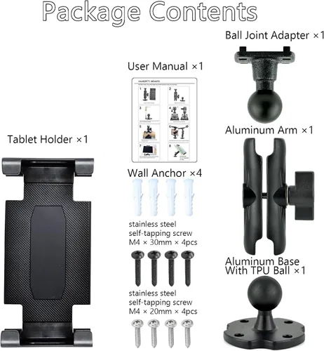 Vista 4 de VAUBORTTI Base de taladro de aluminio resistente para tableta, para tablet iPad Pro/Mini, soporte para iPad Pro/Mini, soporte para iPad Pro y Mini