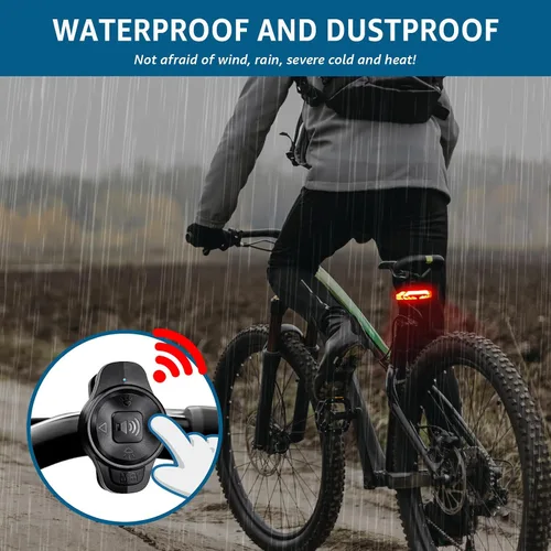 Vista 6 de Ebike Turn Signals, Rechargeable Bike Tail Light with Remote IP65 Waterproof Bicycle Rear Light, USB Rechargeable, Wireless Control Blinkers Fits