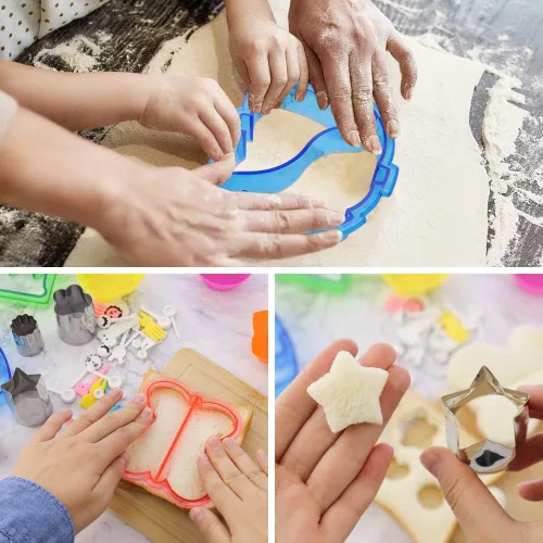 Vista 3 de JOGILBOY Juego de 32 piezas de alimentos DIY Cortadores de sándwiches y sellador de sándwiches Fabricante de sándwiches divertidas formas de corteza