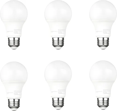 Vista 9 de Bombilla LED A19 Amazon Basics con sensor de atardecer a amanecer para exterior, equivalente a 60 W, energía eficiente 9 W, luz de día 5000K, base