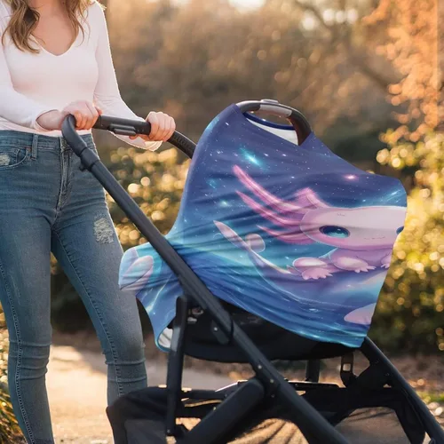 Vista 4 de Binienty Axolotl - Toldo para asiento de automóvil para mujer, diseño de delfín, con estampado de animales, para lactancia, estirable