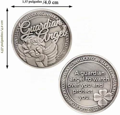 Vista 2 de Medalla de ángel de la guarda Moneda de la suerte Buena Suerte Regalo conmemorativo