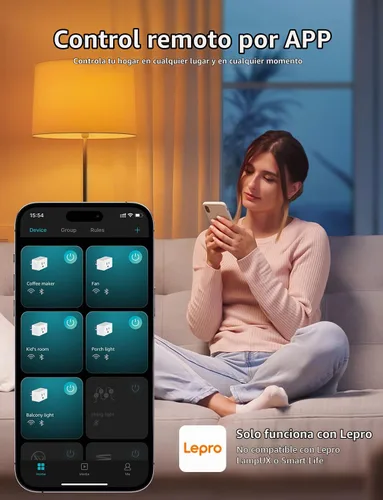 Vista 4 de Lepro Enchufe inteligente P1 Mini 15A, enchufes de salida WiFi compatibles con Alexa y Google Assistant, control de voz/aplicación, temporizador