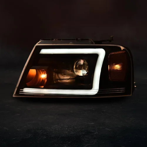 Vista 5 de G-PLUS - Par de faros delanteros led para circulación diurna, lente transparente, carcasa negra, reflector ámbar
