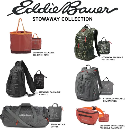 Vista 7 de Eddie Bauer Stowaway - Bolsa de lona plegable (45 litros), hecha de poliéster Ripstop
