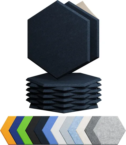 Vista 14 de Amantech - Paquete de 12 paneles acústicos autoadhesivos de espuma acústica a prueba de sonido, alta densidad, hexagonales, 12 x 10.23 x 0.4 Beige