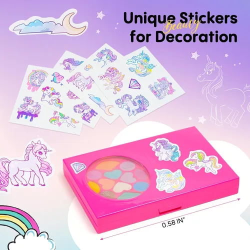 Vista 2 de Kit de maquillaje infantil para niña, juego de maquillaje lavable, real, seguro y no tóxico, juguetes de princesa para niños de 3 a 6 años, juguetes