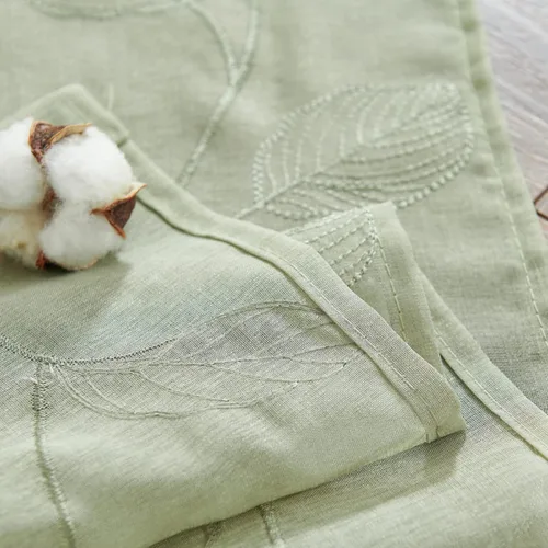Vista 7 de Valance Cenefa de cocina con diseño bordado de hojas