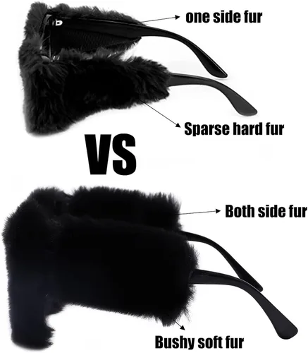 Vista 5 de GUVIVI Women Plush Fuzzy Cat Eye Sunglasses Furry Punk Soft Velvet Shades Rave Party Glasses Masquerade Eyewear