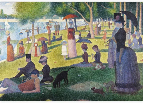 Vista 2 de wall26 - Una tarde de domingo en la isla de La Grande Jatte por Georges Seurat - Postimpresionismo francés - Puntillismo - Mural de pared grande