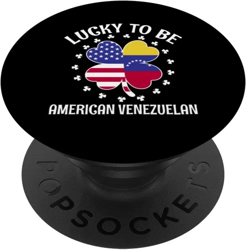 Vista 6 de Lucky to be Venezuelan American Half Venezuela half American PopSockets MagSafe PopGrip for iPhone