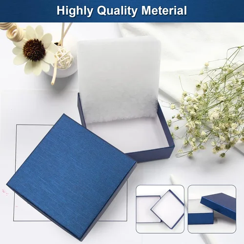 Vista 2 de opaprain Cajas de regalo azules de joyería de cartón, paquete de 20 unidades de 3.5 × 3.5 × 1 pulgada, se aplica a mostrar collares, anillos