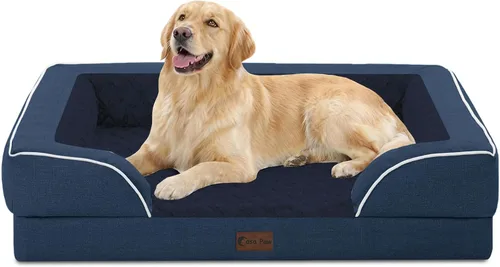 Vista 123 de Camas ortopédicas para perros grandes, cama de espuma viscoelástica impermeable para mascotas grandes con lados 89x56 cm, sofá para perros grandes