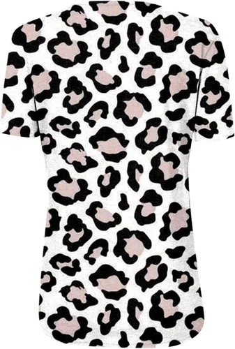 Vista 2 de Camiseta de manga corta transpirable para mujer, con estampado de Pascua, ajuste clásico, cuello redondo