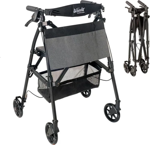 Vista 8 de Stander Wonder Andador Plus, Andador plegable de movilidad rodante ligero, Andador EZ Fold-N-Go para personas mayores y adultos, ruedas de 6