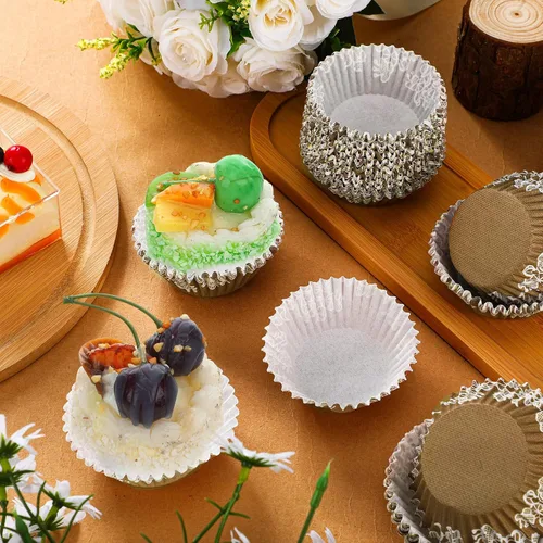 Vista 6 de Funtery 300 forros para cupcakes de boda, de encaje rústico, estilo bohemio, para magdalenas, tazas para hornear, a prueba de grasa, para bodas