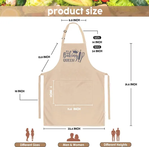 Vista 2 de Divertido delantal de cocina para mujeres y hombres, delantal de cocina para hornear con 2 bolsillos, lindo regalo de cumpleaños, Navidad, día