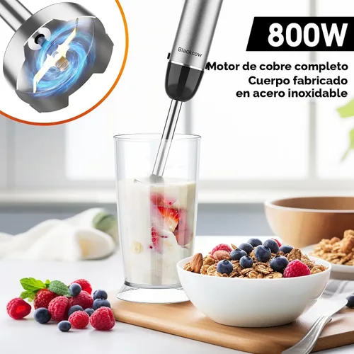 Vista 4 de Batidora de inmersión de mano para cocina, licuadora de emulsión de mano con cuchillas de titanio, batidora de mano eléctrica de 12 velocidades