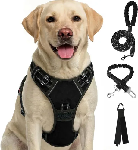 Vista 20 de FURRYFECTION Arnés a cuadros para perros pequeños, chaleco reflectante ajustable sin tirones para mascotas con clip frontal, correa, asa de fácil