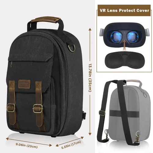 Vista 4 de SMRITI Hard Carrying Case Compatible with VR Headsets Virtual Reality and Touch Controllers Accessories, Large Portable Protection Backpack for