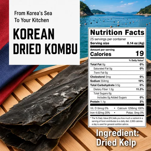 Vista 2 de Unha's Korean Wild Kombu - Kelp seco, 3.52 onzas, producto de Corea Hand-Harvested, Natural, No Added Salt, No MSG, Dashi Broth, Miso Soup, Ramen
