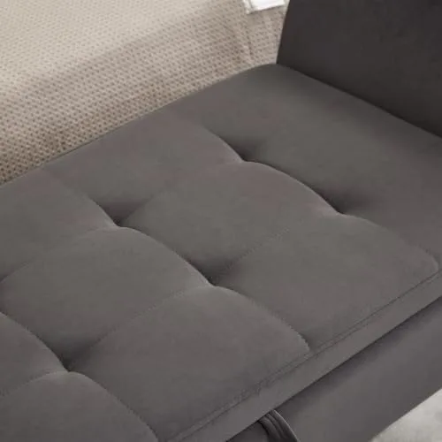 Vista 6 de 51.5" Velvet Storage Ottoman Bench with Curved Arms, Rectangular End of Bed Chest for Bedroom & Living Room Grey