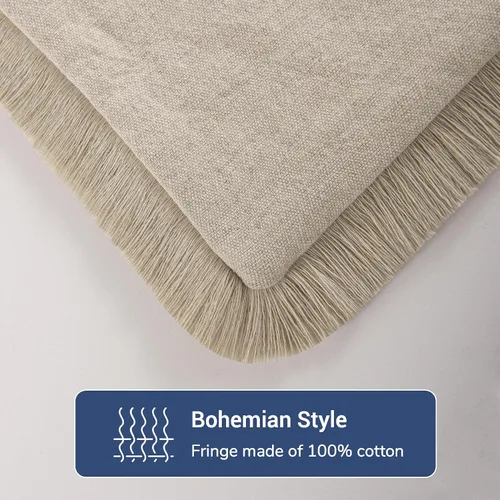 Vista 4 de NEXHOME PRO juego de 2 fundas de cojín boho de 20"x20", fundas de cojín decorativas de lino hechas a mano para sofá, sala de estar, fundas de cojín