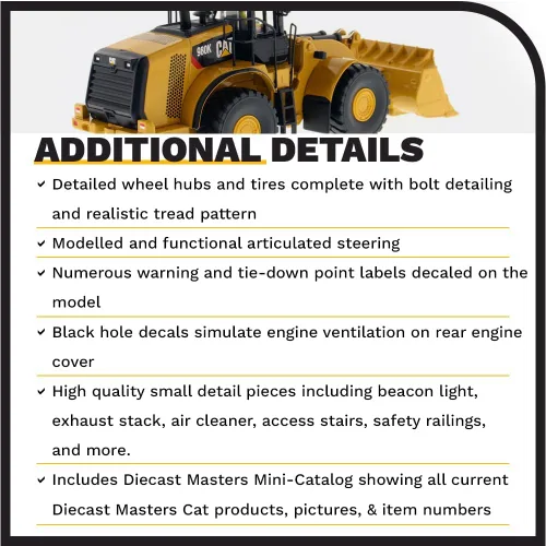 Vista 5 de Diecast Masters Cargador de ruedas Caterpillar 980K 1:50 - Configuración de roca - Core Classics Series 85296C