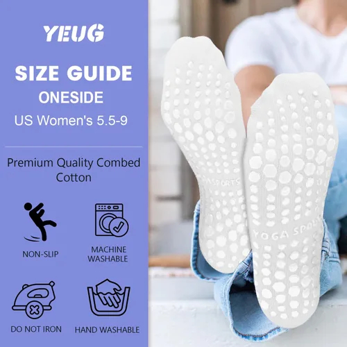 Vista 6 de YeuG 46 pares de calcetines de pilates para mujer - Calcetines antideslizantes para yoga, barre, hospital, descalza