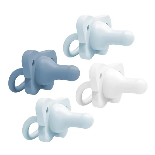 Vista 8 de Dr. Brown's HappyPaci - Chupón de silicona, azul y blanco, 0.0-19.7 ft, paquete de 4