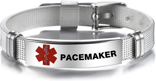 Vista 10 de TGLS Pulsera de emergencia roja con identificación de alerta médica para mujeres, hombres, primeros auxilios, personas mayores, alarma de salud