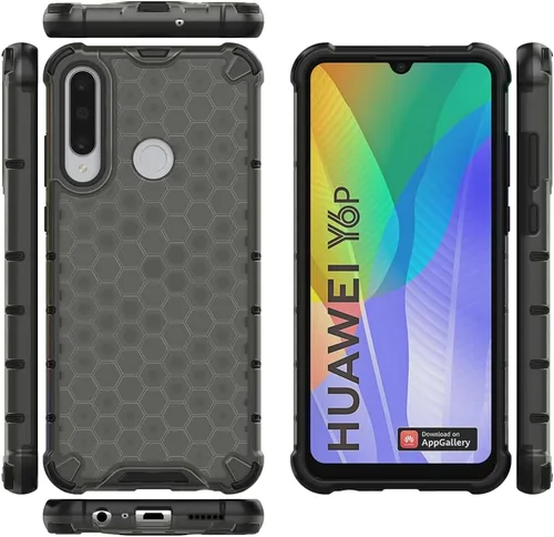 Vista 8 de Pzwoxukhov Funda compatible con Huawei Nova 3i, compatible con Huawei P Smart+ 2018 Honeycomb Anti-Drop Shock-Absorbing Case Negro