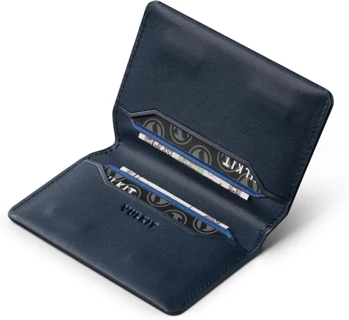 Vista 9 de VULKIT Cartera delgada minimalista con bloqueo RFID de cuero para tarjetero de tarjetas de crédito con bolsillo frontal y cierre magnético, Marrón