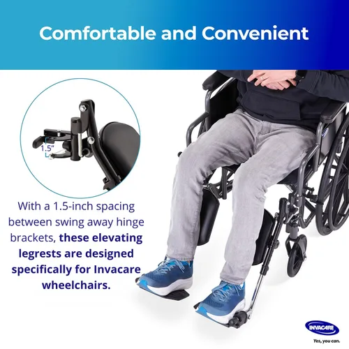 Vista 3 de Invacare Reposapiernas Elevable para Silla de Ruedas con Soporte Acolchado para Pantorrilla, Reposapiés con Función Abatible, Longitud Ajustable