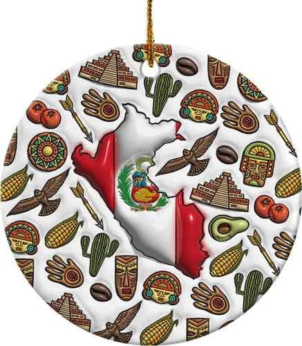 Vista 110 de Lotacy Bandera argentina argentina de Navidad de cerámica 2D impresa adorno con símbolos, decoración del hogar argentina regalos para hombres