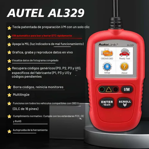 Vista 2 de Autel Escáner OBD2 AL329, AutoLink AL319 actualizado, VIN automático, lector de código de luz de comprobación del motor, reinicio MIL, preparación