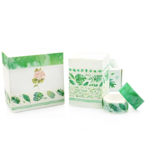 Vista 4 de Cinta Washi verde de 8 rollos