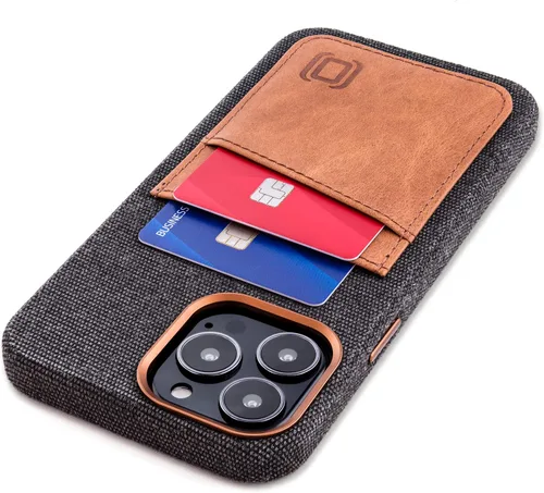 Vista 18 de Dockem Funda de tela para iPhone 13 con placa de metal integrada para montaje magnético, cartera de piel auténtica cosida con 2 ranuras para tarjeta